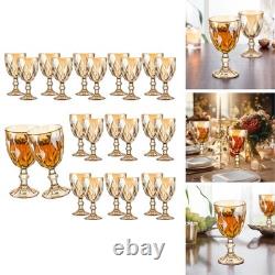 24 Pcs Vintage Wine Glasses 10 Ounce Amber Embossed Stemmed Glassware