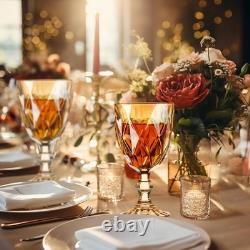 24 Pcs Vintage Wine Glasses 10 Ounce Amber Embossed Stemmed Glassware