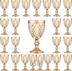 24 Pcs Vintage Wine Glasses, 10 Ounce Colored Glass Water Goblets, Unique