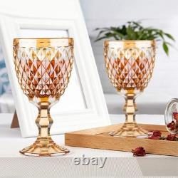 24 Pcs Vintage Wine Glasses, 10 Ounce Colored Glass Water Goblets, Unique