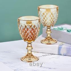 24 Pcs Vintage Wine Glasses, 10 Ounce Colored Glass Water Goblets, Unique
