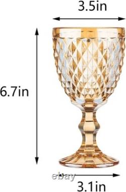 24 Pcs Vintage Wine Glasses, 10 Ounce Colored Glass Water Goblets, Unique