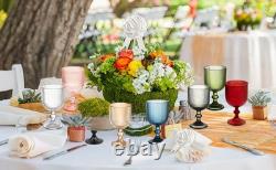 24 Pcs Vintage Wine Glasses, 10 Ounce Colored Glass Water Goblets, Unique