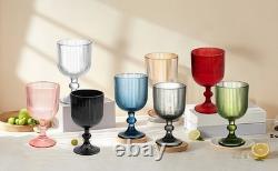 24 Pcs Vintage Wine Glasses, 10 Ounce Colored Glass Water Goblets, Unique