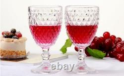 24 Pcs Vintage Wine Glasses, 10 Ounce Colored Glass Water Goblets, Unique