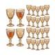 24 Pcs Vintage Wine Glasses, 10 Oz Colored Glass Water Goblets, Unique Flower