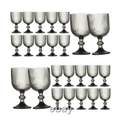 24 Pcs Vintage Wine Glasses, 11 Ounces Colored Glass Water Goblets, Unique Em