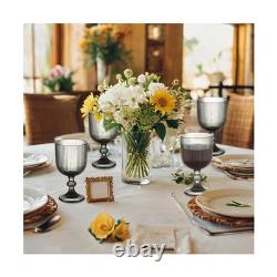 24 Pcs Vintage Wine Glasses, 11 Ounces Colored Glass Water Goblets, Unique Em