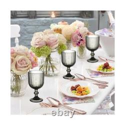24 Pcs Vintage Wine Glasses, 11 Ounces Colored Glass Water Goblets, Unique Em