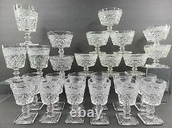 25 Pc Imperial Glass Cape Cod Clear Wine Champagne Goblet Sundae Set Vintage Lot