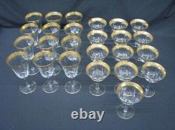 25pc. Vtg Gold Encrusted Etched Water / Wine + Champagne Glasses 1940's (254)