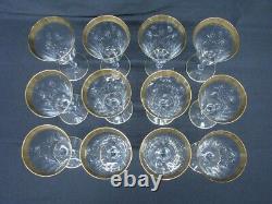 25pc. Vtg Gold Encrusted Etched Water / Wine + Champagne Glasses 1940's (254)