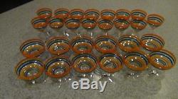 27 vintage crystal striped wine/champagne/waters glasses