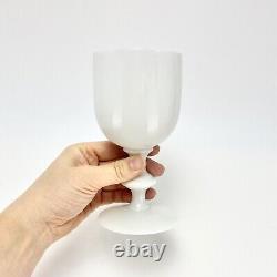 2Pc Vtg 1960s French Portieux Vallerysthal White Opaline Glass Wine Water Goblet