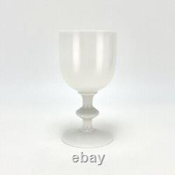 2Pc Vtg 1960s French Portieux Vallerysthal White Opaline Glass Wine Water Goblet