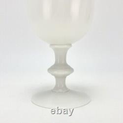2Pc Vtg 1960s French Portieux Vallerysthal White Opaline Glass Wine Water Goblet