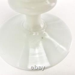 2Pc Vtg 1960s French Portieux Vallerysthal White Opaline Glass Wine Water Goblet