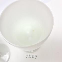 2Pc Vtg 1960s French Portieux Vallerysthal White Opaline Glass Wine Water Goblet