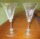 2 Antique Heisey Chateau Cordial / Sml Wine Glasses Bow Polish Etched 5 3/4