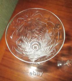 2 Antique Heisey Chateau Cordial / Sml Wine Glasses Bow Polish Etched 5 3/4