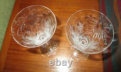 2 Antique Heisey Chateau Cordial / Sml Wine Glasses Bow Polish Etched 5 3/4