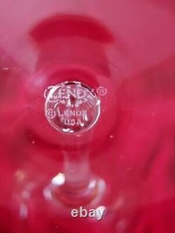 (2)Lenox Windswept Wine Glasses Vintage Cut Crystal Swirl wGold Trim1990s 8 5/8