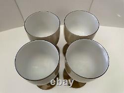 #2 MCM Vintage Carlo Moretti Italy Smoke/White Cased Wine Glass/Goblet Set of 4