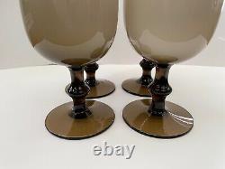 #2 MCM Vintage Carlo Moretti Italy Smoke/White Cased Wine Glass/Goblet Set of 4