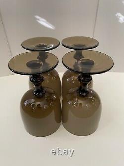 #2 MCM Vintage Carlo Moretti Italy Smoke/White Cased Wine Glass/Goblet Set of 4