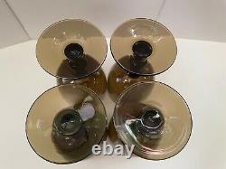 #2 MCM Vintage Carlo Moretti Italy Smoke/White Cased Wine Glass/Goblet Set of 4