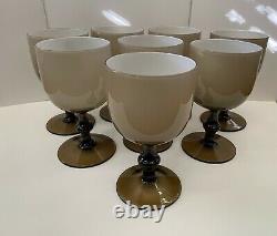 #2 MCM Vintage Carlo Moretti Italy Smoke/White Cased Wine Glass/Goblet Set of 4