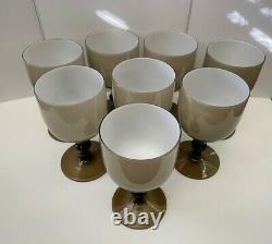 #2 MCM Vintage Carlo Moretti Italy Smoke/White Cased Wine Glass/Goblet Set of 4