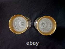 2 Moser Splendid Cut Glass 24K Gold Gilt Wine Lovers Champagne Flutes 7.75