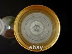 2 Moser Splendid Cut Glass 24K Gold Gilt Wine Lovers Champagne Flutes 7.75