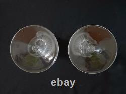 2 Moser Splendid Cut Glass 24K Gold Gilt Wine Lovers Champagne Flutes 7.75