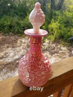 2 RARE Gibson 1995 Vintage Glass Pink Embose GRAPE Wine BOTTLE Decanter Jar 12