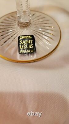 2 Saint Louis Apollo GoldTrim Crystal Champagne Glass France 1982 pairs vintage