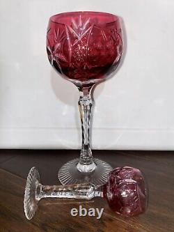 2 Vintage Ajka Green & Red Wine Glasses + 2 Matching Ajka Cordial Glasses. NICE