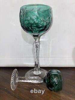 2 Vintage Ajka Green & Red Wine Glasses + 2 Matching Ajka Cordial Glasses. NICE