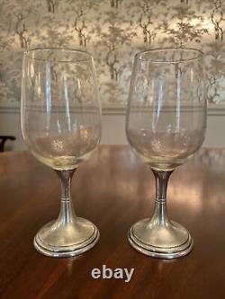 2 Vintage Arte Italica 95% Pewter stemmed 6½ handmade wine glasses Verona