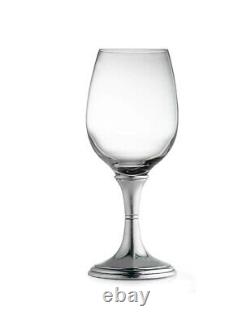 2 Vintage Arte Italica 95% Pewter stemmed 6½ handmade wine glasses Verona