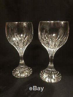 2 Vintage Baccarat Massena Crystal Water Goblet Wine Glasses 7 Singed Twice