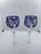 2 Vintage CUT TO CLEAR LEAD CRYSTAL Wine Goblets Grape/Purple Size 8.25