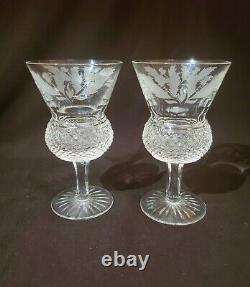 (2) Vintage EDINBURGH Crystal THISTLE White Wine Glasses EXC