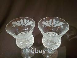 (2) Vintage EDINBURGH Crystal THISTLE White Wine Glasses EXC