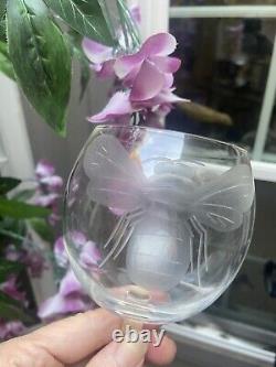 2 Vintage Etched Gucci Style BumbleBee Bee Wine Glasses Perfect To Toast Wedding