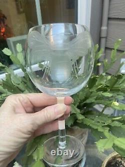 2 Vintage Etched Gucci Style BumbleBee Bee Wine Glasses Perfect To Toast Wedding