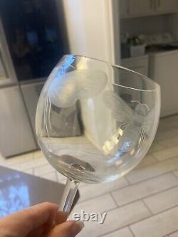 2 Vintage Etched Gucci Style BumbleBee Bee Wine Glasses Perfect To Toast Wedding