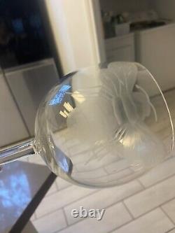 2 Vintage Etched Gucci Style BumbleBee Bee Wine Glasses Perfect To Toast Wedding
