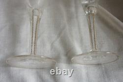 2 Vintage MOSER MAHARANI Engraved 8 Water Wine Crystal Goblet Glasses 24K Gold